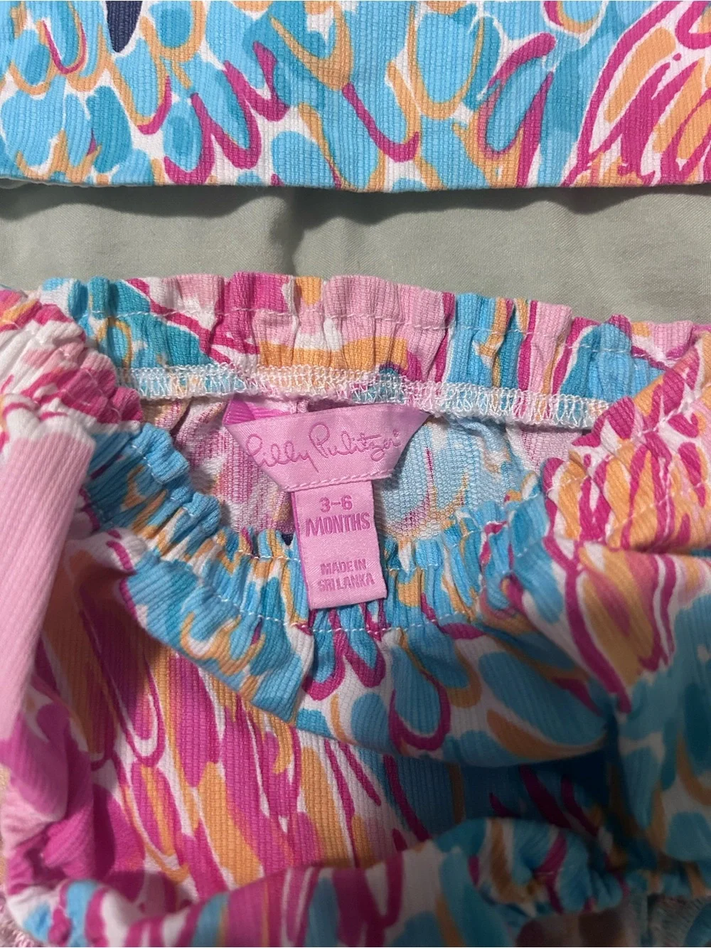 Lilly Pulitzer Girls Pink Blue Flamingo Tank & Bloomer Set